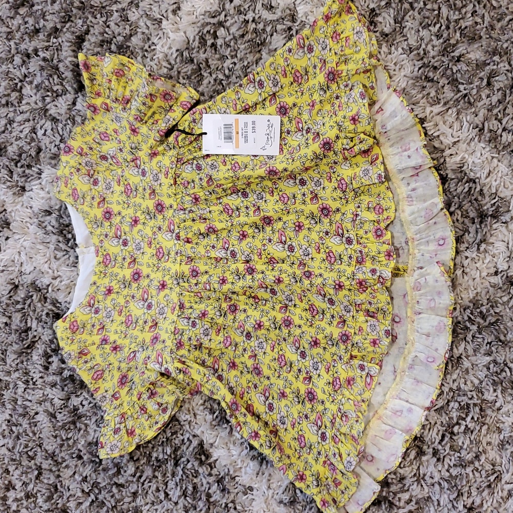 NEW Pippa & Julie Floral Yellow Top and Leggings Set - Picture 2 of 6